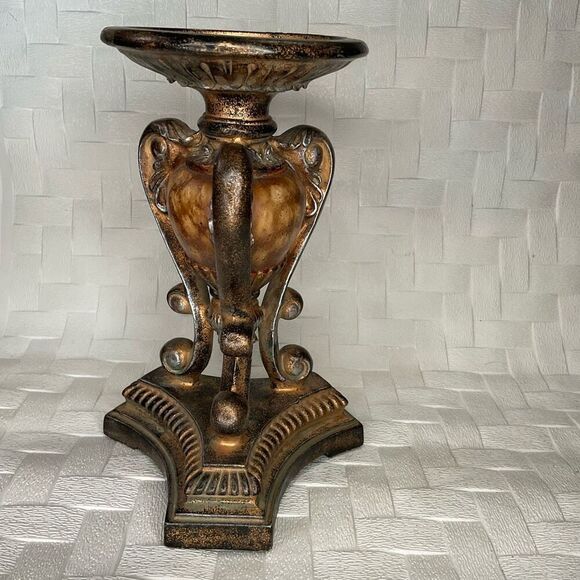 Vintage Antique Heavy Candlestick Holder 7 3/4” Tall Beautiful‎ Ornate - Picture 6 of 8